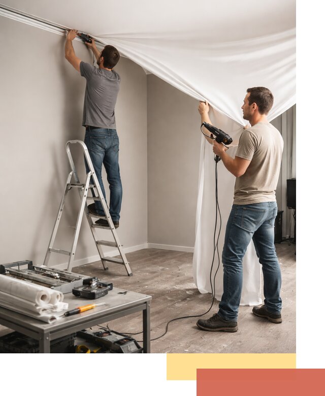 Монтаж натяжного потолка в студии в Соликамске