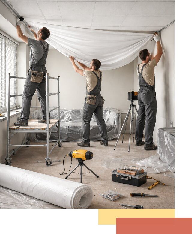 Монтаж натяжного потолка в офисе в Соликамске