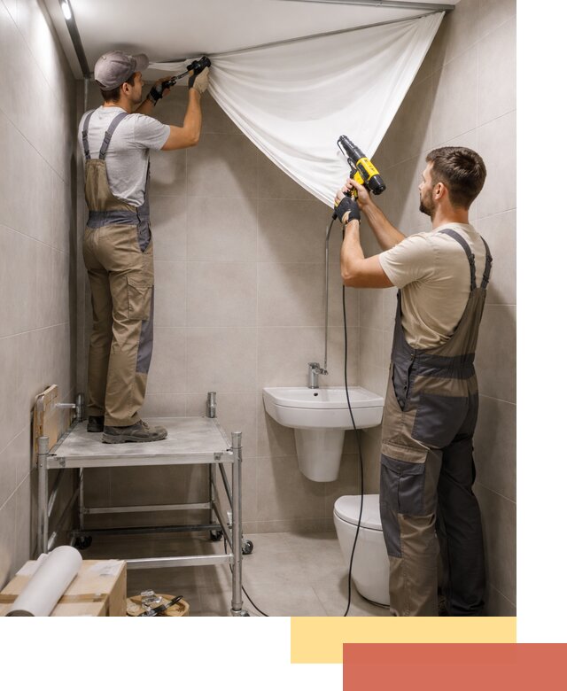 Монтаж натяжного потолка в санузле в Соликамске