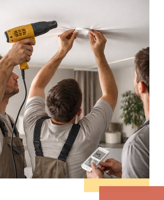 Ремонт прокола полотна натяжного потолка в Соликамске