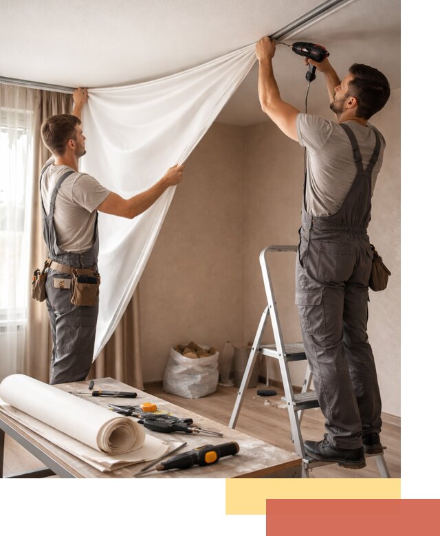 Замена полотна натяжного потолка в Соликамске быстро и качественно