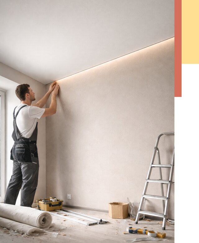 Теневые натяжные потолки в Соликамске от 8450 руб. под ключ | ОТДЕЛОЧНИК-Слк