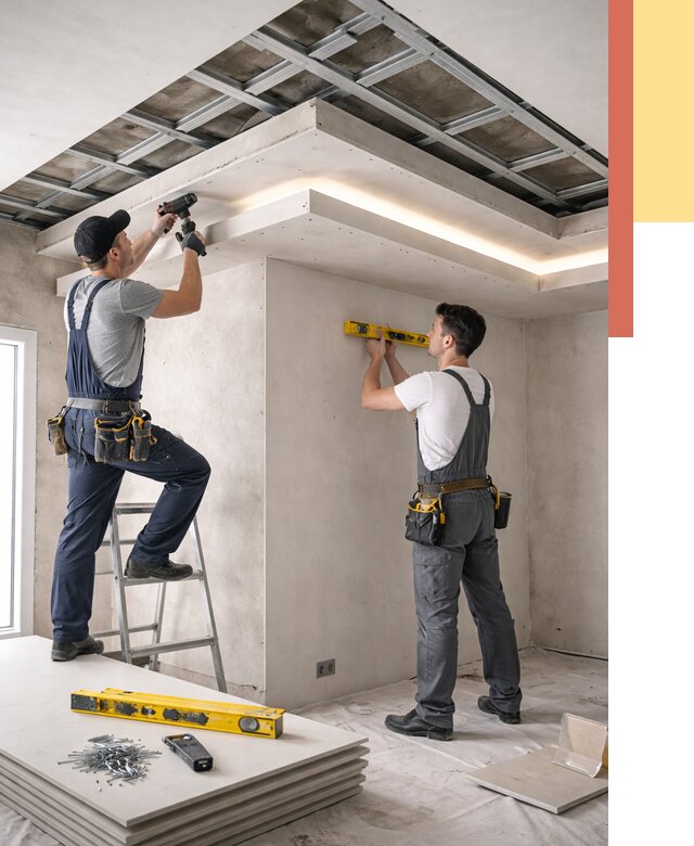 Двухуровневый потолок из гипсокартона в Соликамске от 1494 руб. под ключ | ОТДЕЛОЧНИК-Слк