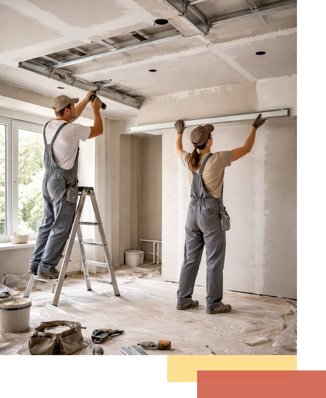 Монтаж многоуровневого потолка из гипсокартона в Соликамске