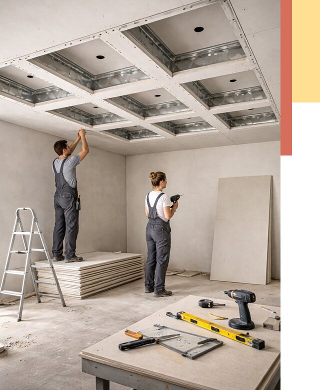 Кессонный потолок из гипсокартона в Соликамске от 1906 руб. — монтаж и под ключ | ОТДЕЛОЧНИК-Слк