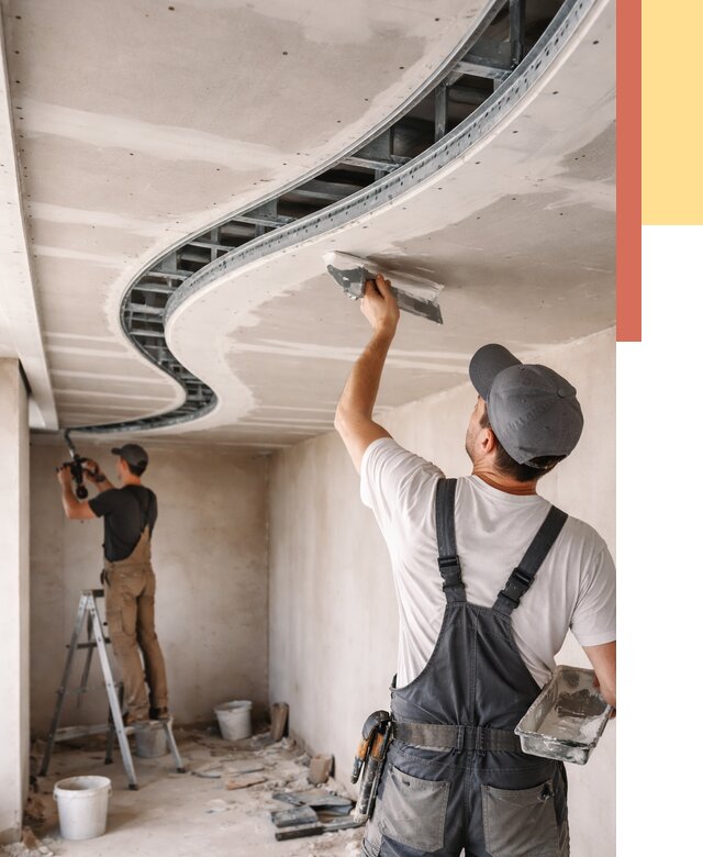 Криволинейный потолок из гипсокартона в Соликамске от 2164 руб./м2 | ОТДЕЛОЧНИК-Слк