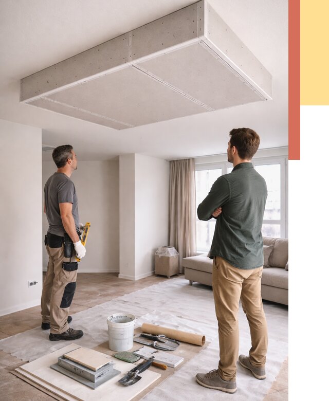 Короб на потолке из гипсокартона в Соликамске от 2267 руб. — монтаж и услуги под ключ | ОТДЕЛОЧНИК-Слк