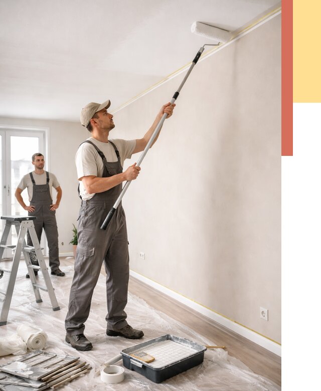 Покраска потолка из гипсокартона в Соликамске от 4637 руб./м2 — услуги под ключ | ОТДЕЛОЧНИК-Слк