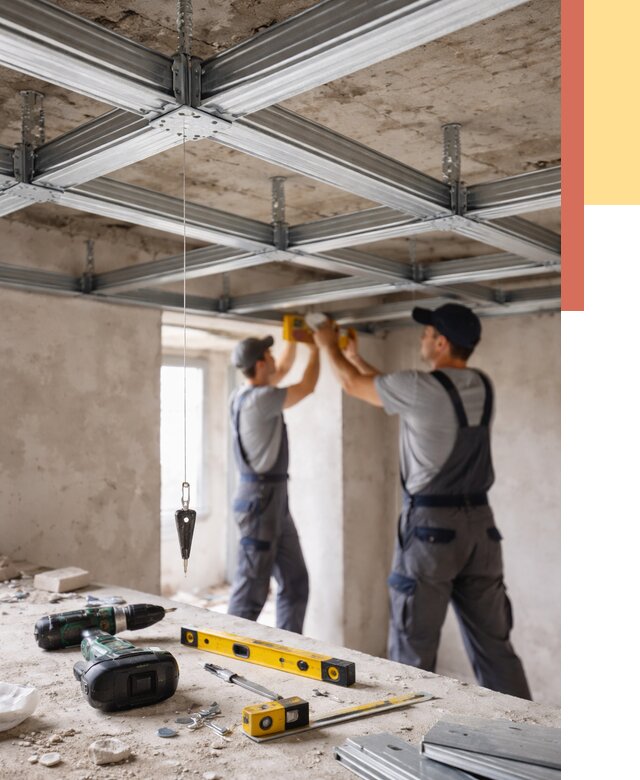 Монтаж каркаса потолка из профиля в Соликамске от 4637 руб. — услуги ОТДЕЛОЧНИК-Слк