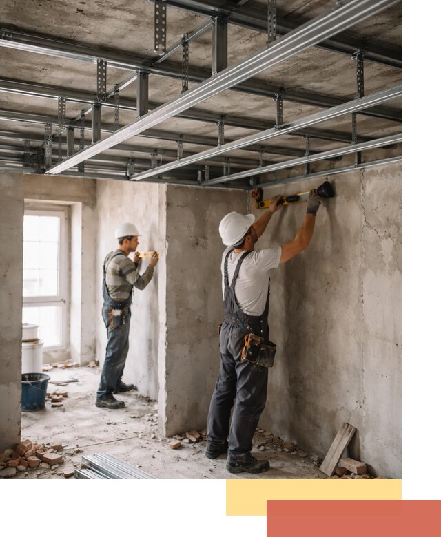 Монтаж каркаса потолка из профильного профиля в Соликамске