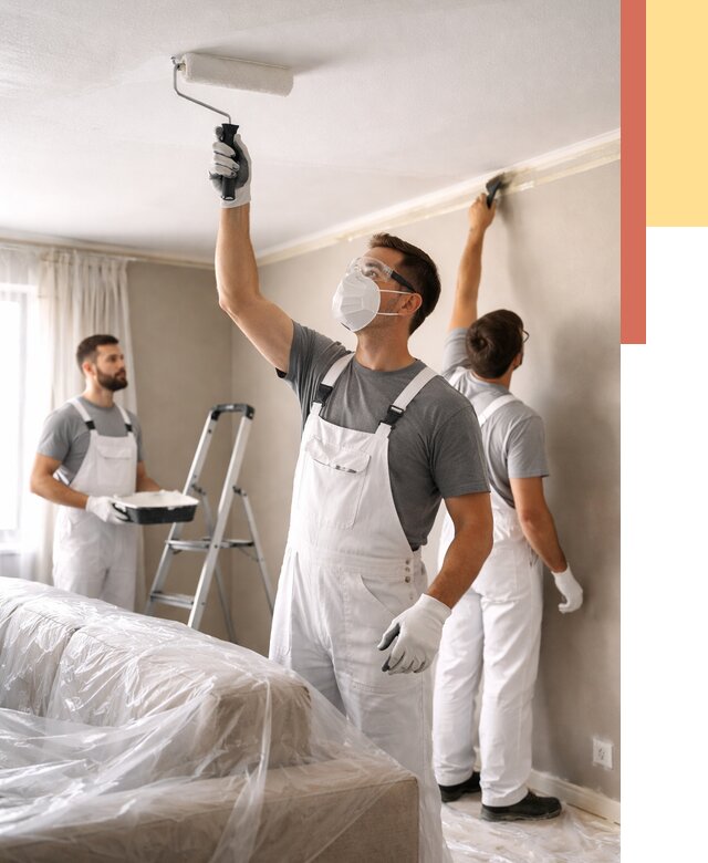 Покраска потолка водоэмельсионной краской в Соликамске от 2267 руб/м² — услуги под ключ | ОТДЕЛОЧНИК-Слк